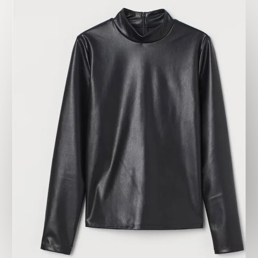 H&M faux leather fitted turtleneck size M